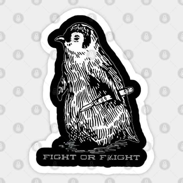 Vintage Fight or Flight Penguin Sticker by Manut WongTuo